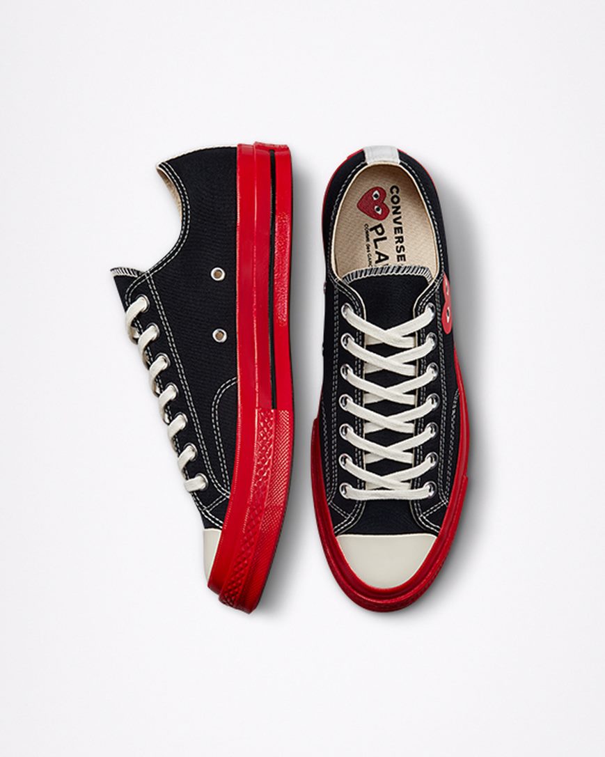 Tenisi Barbati Converse x Comme des Garçons PLAY Chuck 70 Negrii Rosii | RO TULIZ058